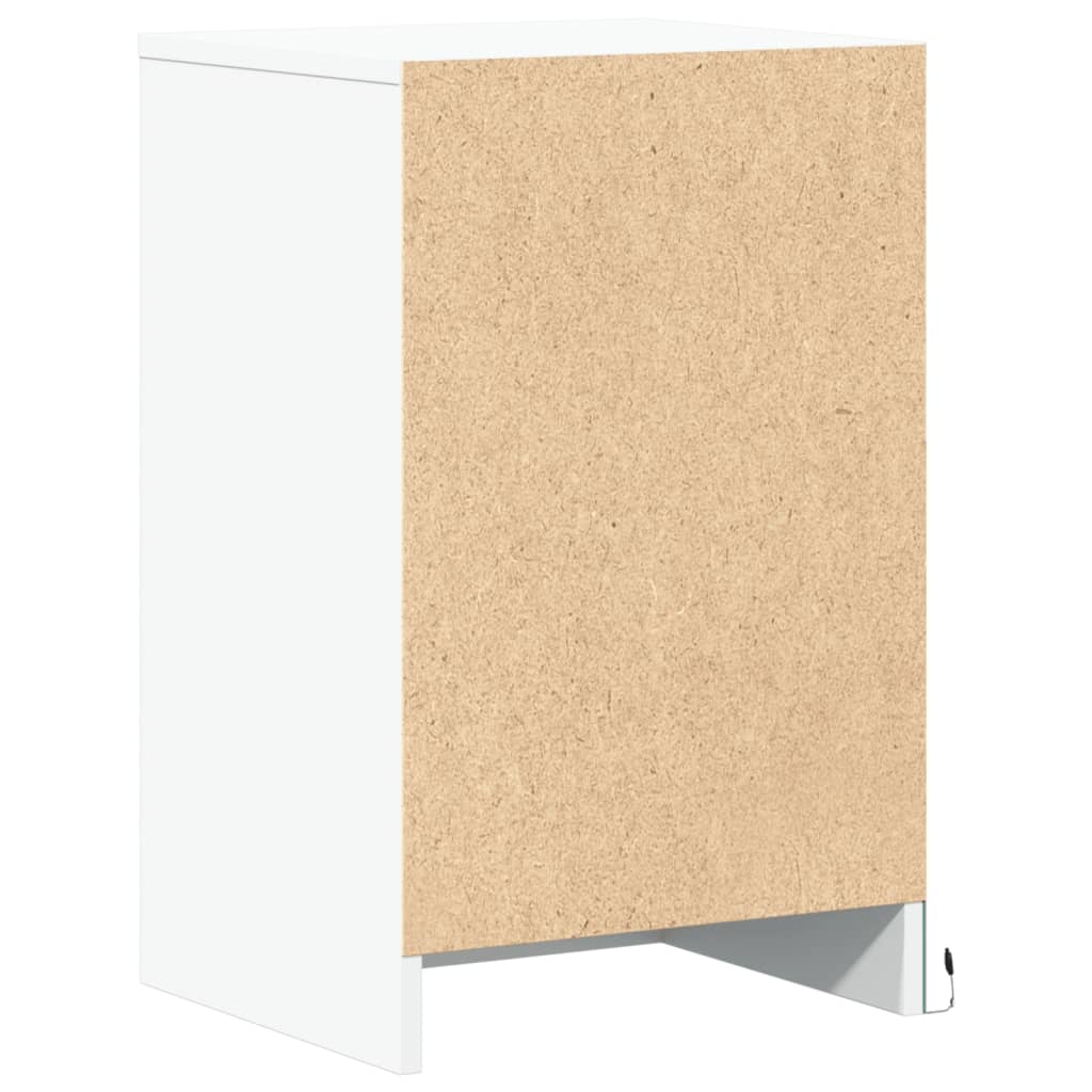 vidaXL Bedside Cabinet with LED Lights White Engineered Wood