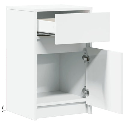 vidaXL Bedside Cabinet with LED Lights White Engineered Wood