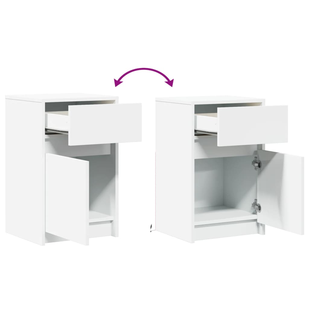vidaXL Bedside Cabinet with LED Lights White Engineered Wood