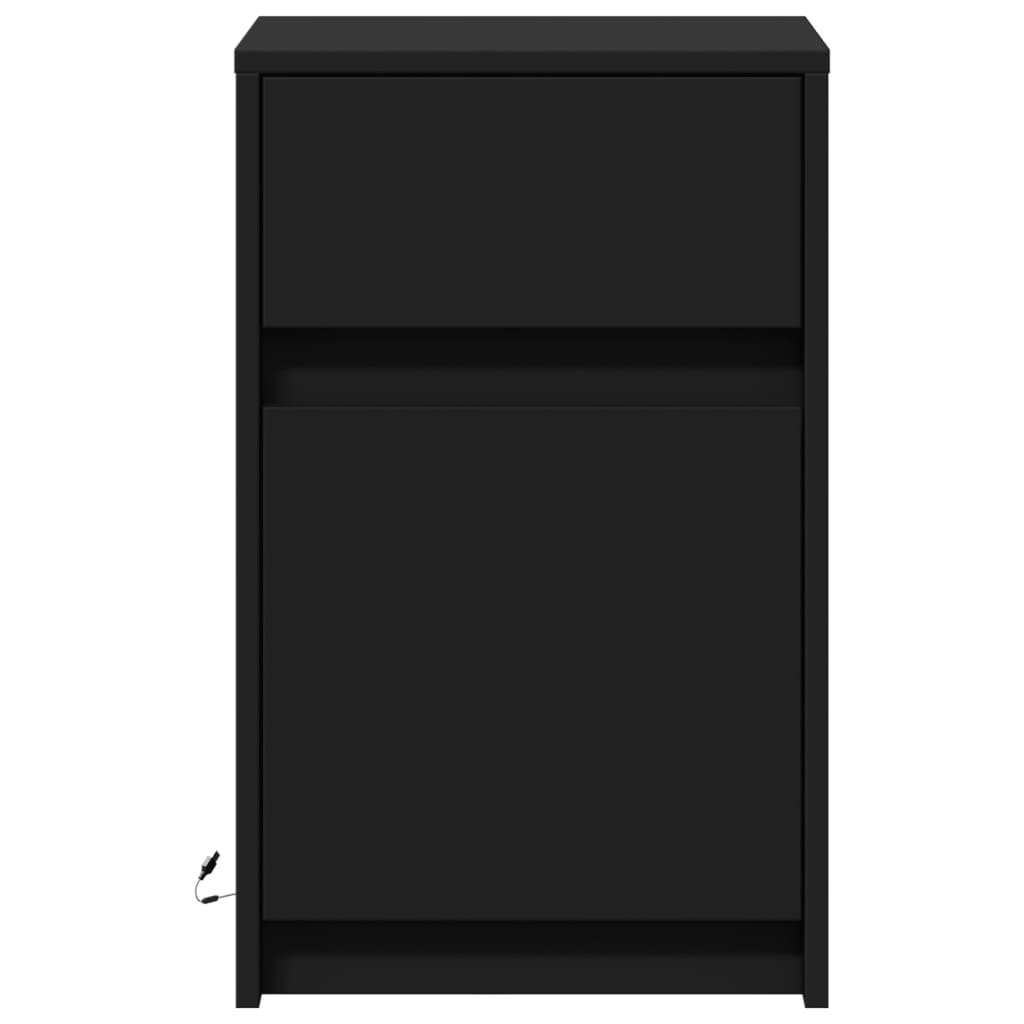 vidaXL Bedside Cabinet with LED Lights Black Engineered Wood