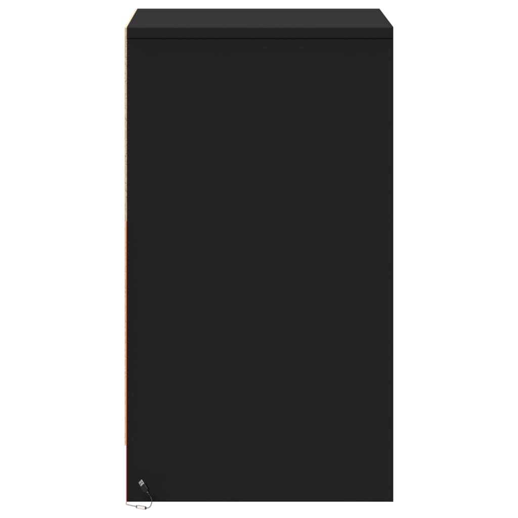 vidaXL Bedside Cabinet with LED Lights Black Engineered Wood