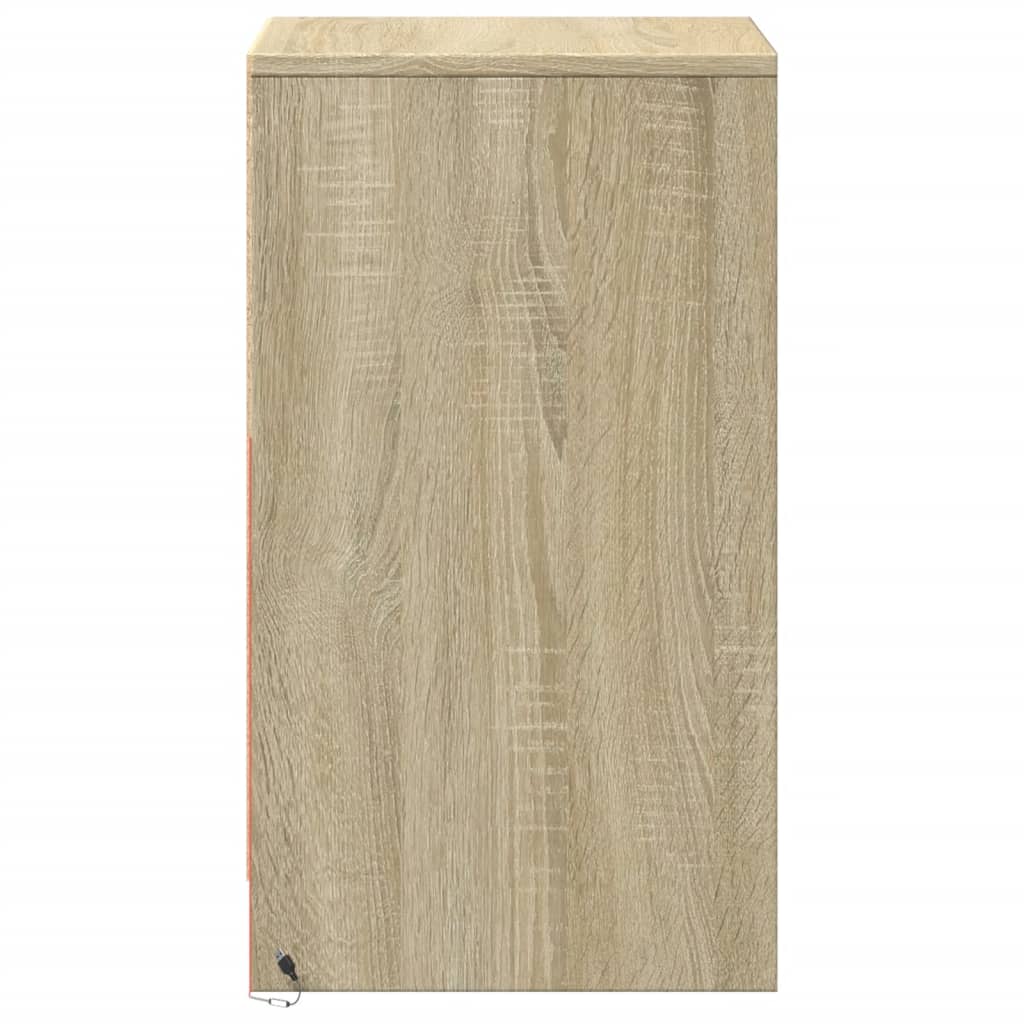 vidaXL Bedside Cabinet with LED Lights Sonoma Oak Engineered Wood