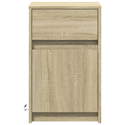vidaXL Bedside Cabinets with LED Lights 2 pcs Sonoma Oak Engineered Wood