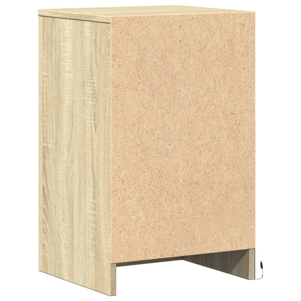 vidaXL Bedside Cabinets with LED Lights 2 pcs Sonoma Oak Engineered Wood