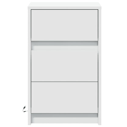 vidaXL Bedside Cabinet with LED Lights White Engineered Wood