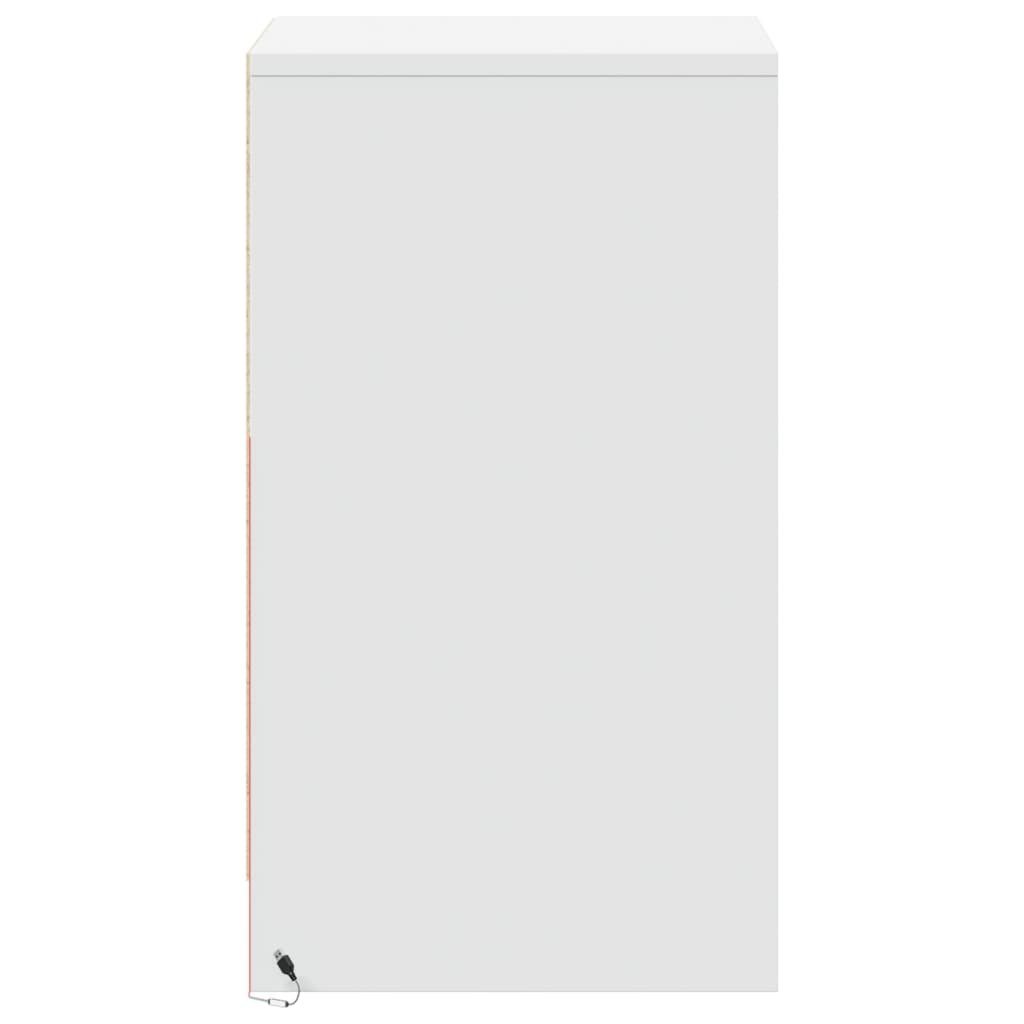 vidaXL Bedside Cabinet with LED Lights White Engineered Wood