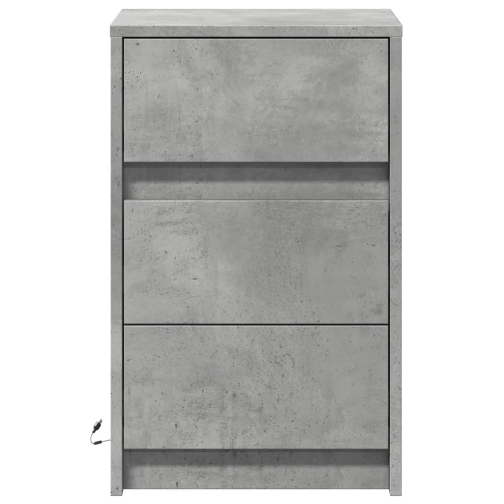 vidaXL Bedside Cabinet with LED Lights Concrete Grey Engineered Wood