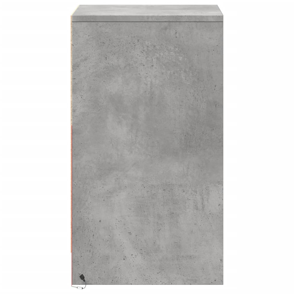 vidaXL Bedside Cabinet with LED Lights Concrete Grey Engineered Wood