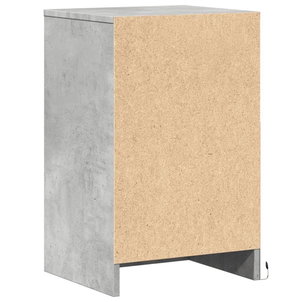 vidaXL Bedside Cabinet with LED Lights Concrete Grey Engineered Wood