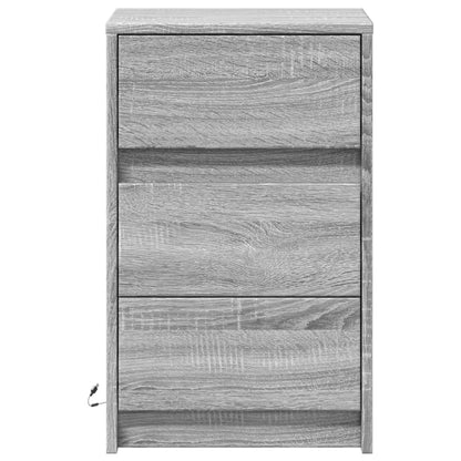 vidaXL Bedside Cabinet with LED Lights Grey Sonoma Engineered Wood