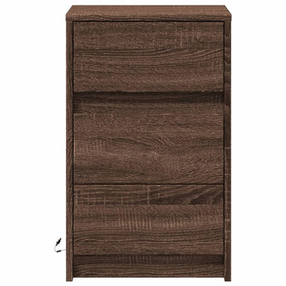 vidaXL Bedside Cabinet with LED Lights Brown Oak Engineered Wood