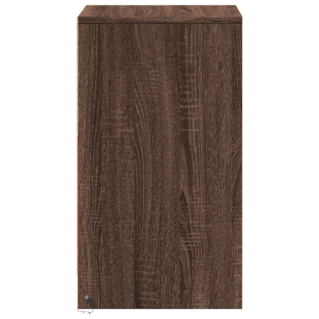 vidaXL Bedside Cabinet with LED Lights Brown Oak Engineered Wood