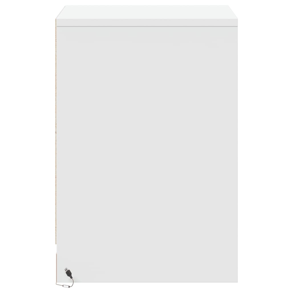 vidaXL Bedside Cabinet with LED Lights White Engineered Wood