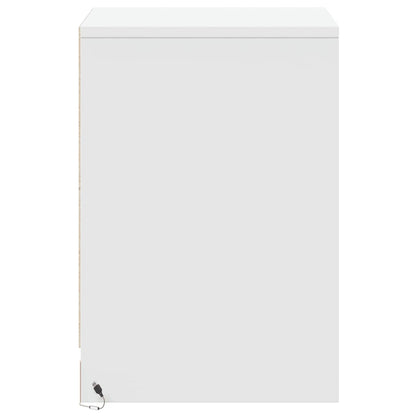 vidaXL Bedside Cabinet with LED Lights White Engineered Wood