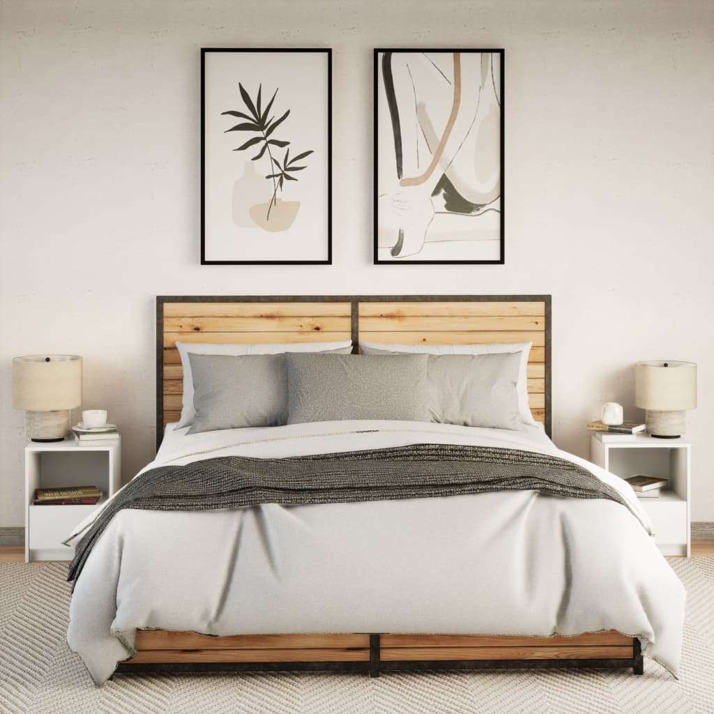 vidaXL Bedside Cabinets with LED Lights 2 pcs White Engineered Wood