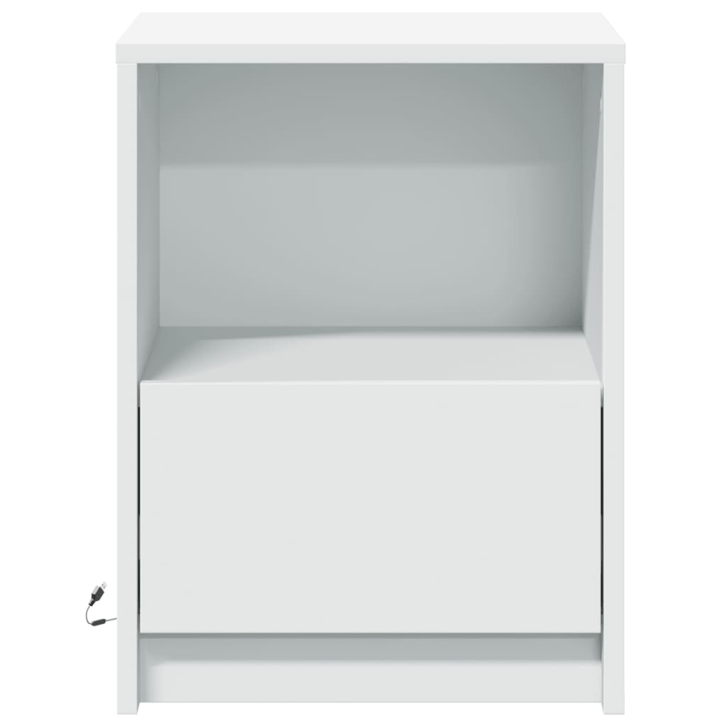 vidaXL Bedside Cabinets with LED Lights 2 pcs White Engineered Wood