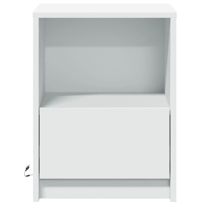 vidaXL Bedside Cabinets with LED Lights 2 pcs White Engineered Wood