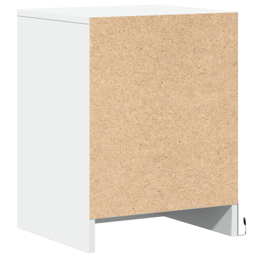 vidaXL Bedside Cabinets with LED Lights 2 pcs White Engineered Wood