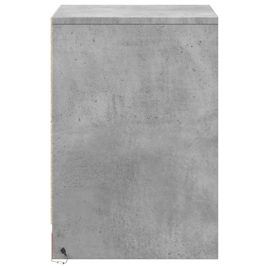 vidaXL Bedside Cabinet with LED Lights Concrete Grey Engineered Wood