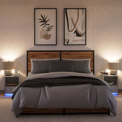 vidaXL Bedside Cabinets with LED Lights 2 pcs Concrete Grey Engineered Wood