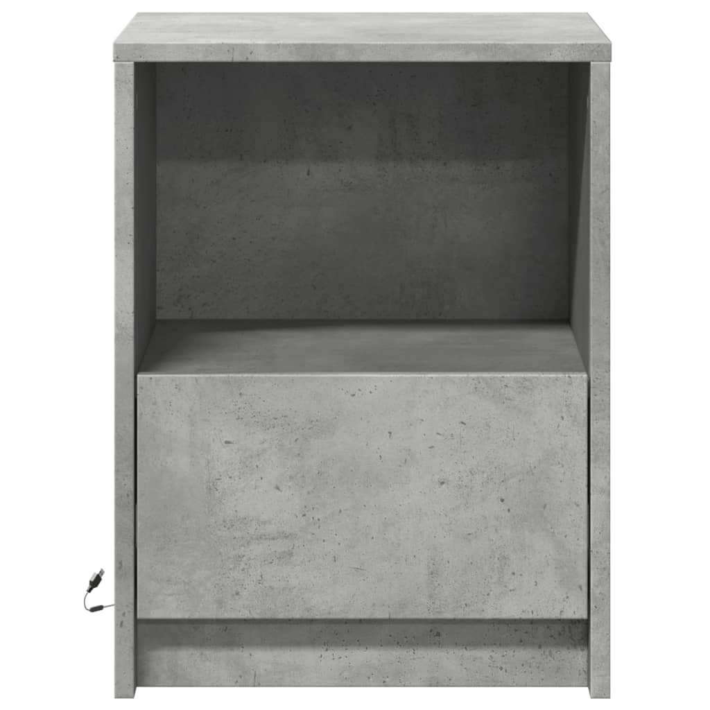 vidaXL Bedside Cabinets with LED Lights 2 pcs Concrete Grey Engineered Wood