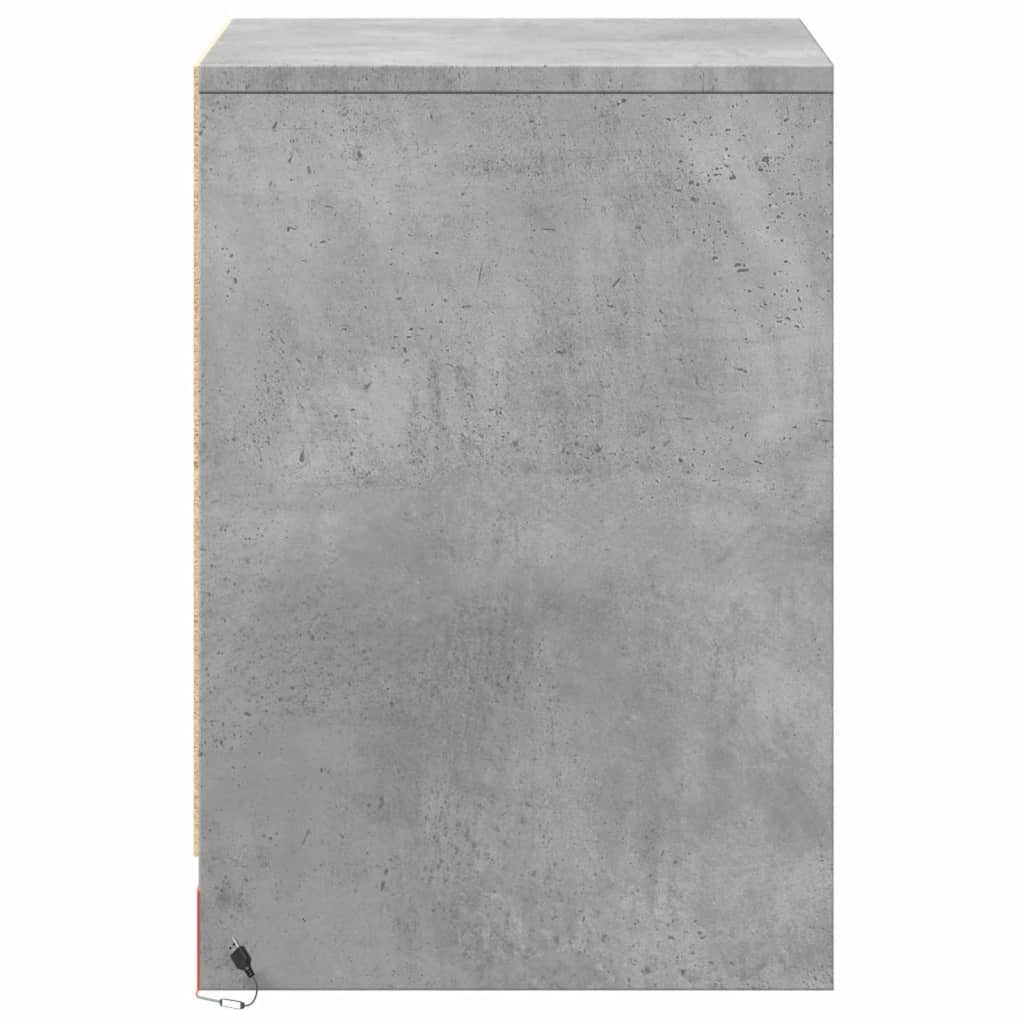 vidaXL Bedside Cabinets with LED Lights 2 pcs Concrete Grey Engineered Wood