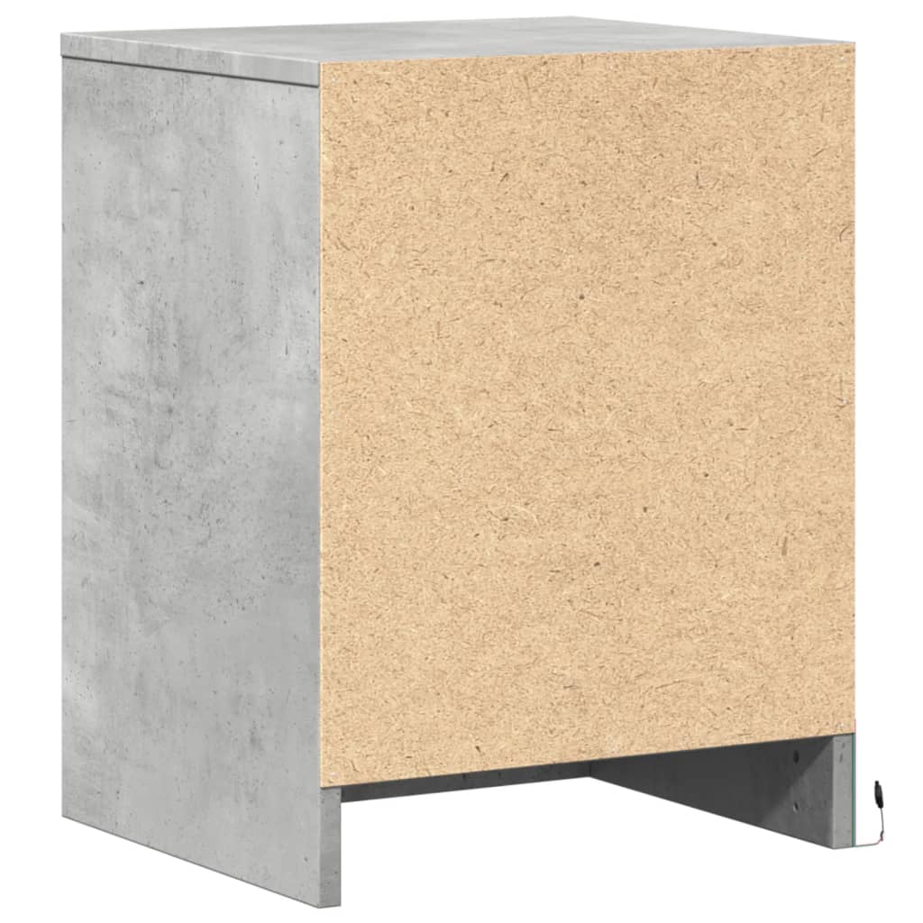 vidaXL Bedside Cabinets with LED Lights 2 pcs Concrete Grey Engineered Wood