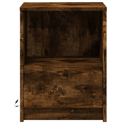 vidaXL Bedside Cabinet with LED Lights Smoked Oak Engineered Wood