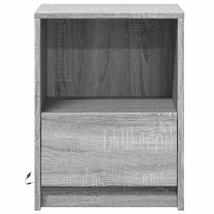 vidaXL Bedside Cabinets with LED Lights 2 pcs Grey Sonoma Engineered Wood