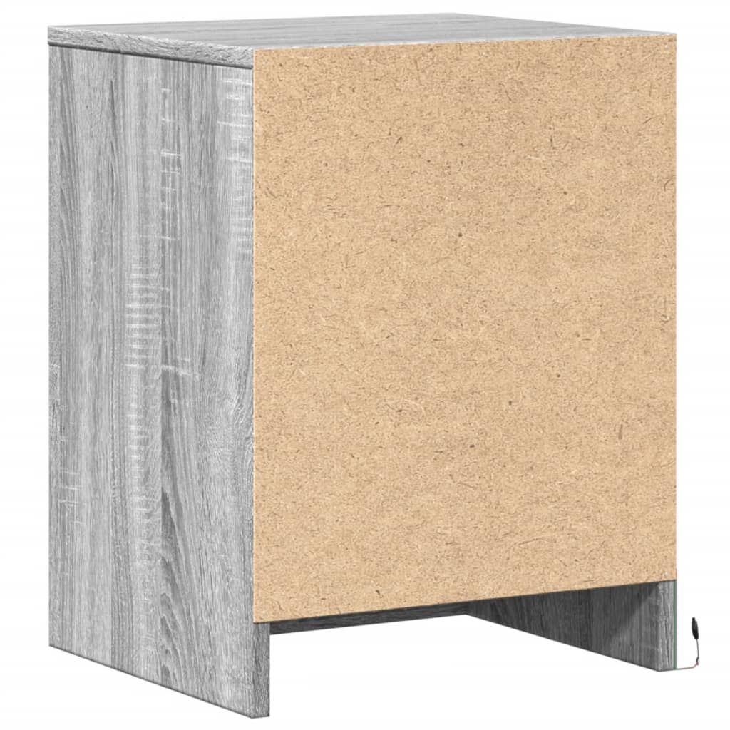 vidaXL Bedside Cabinets with LED Lights 2 pcs Grey Sonoma Engineered Wood
