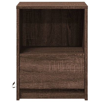 vidaXL Bedside Cabinets with LED Lights 2 pcs Brown Oak Engineered Wood