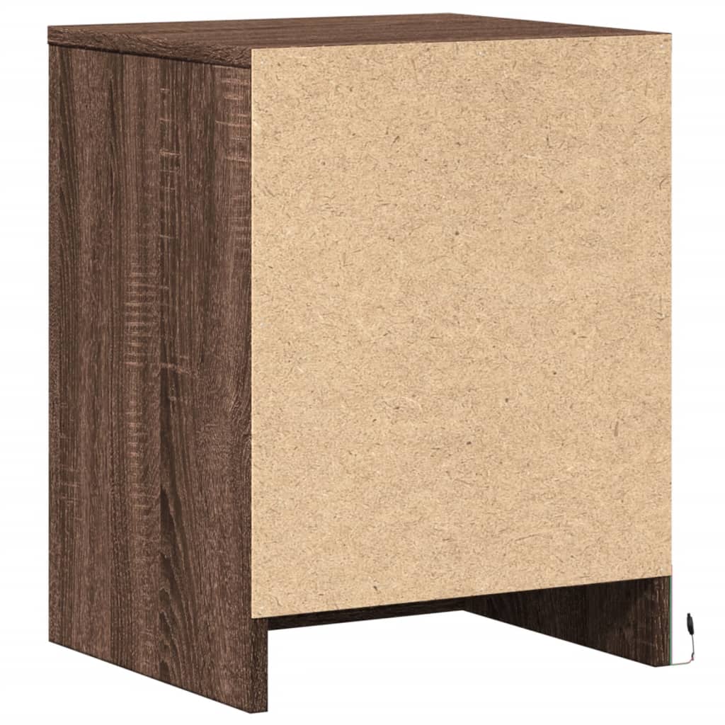 vidaXL Bedside Cabinets with LED Lights 2 pcs Brown Oak Engineered Wood