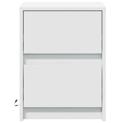 vidaXL Bedside Cabinet with LED Lights White Engineered Wood