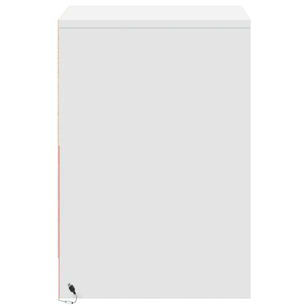 vidaXL Bedside Cabinet with LED Lights White Engineered Wood