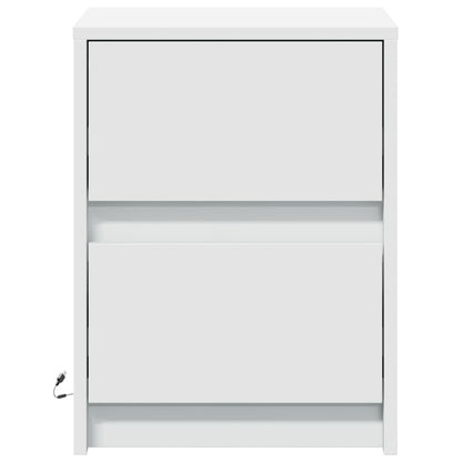 vidaXL Bedside Cabinets with LED Lights 2 pcs White Engineered Wood