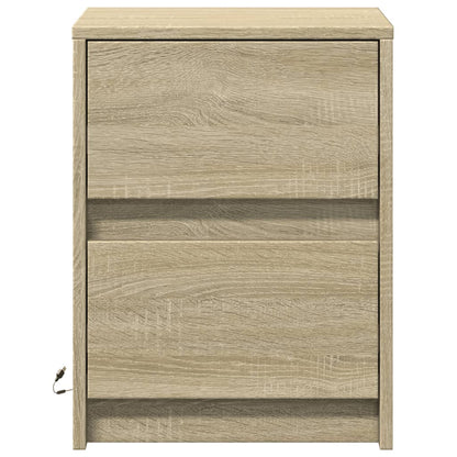 vidaXL Bedside Cabinet with LED Lights Sonoma Oak Engineered Wood