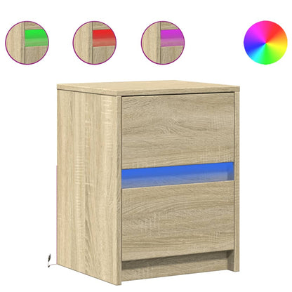 vidaXL Bedside Cabinets with LED Lights 2 pcs Sonoma Oak