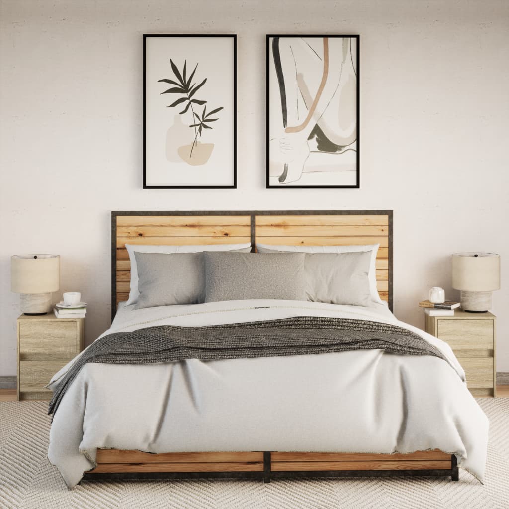 vidaXL Bedside Cabinets with LED Lights 2 pcs Sonoma Oak