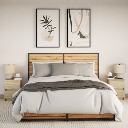 vidaXL Bedside Cabinets with LED Lights 2 pcs Sonoma Oak