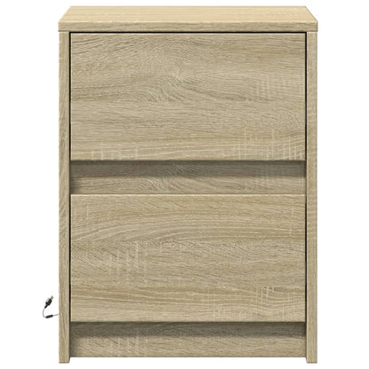 vidaXL Bedside Cabinets with LED Lights 2 pcs Sonoma Oak