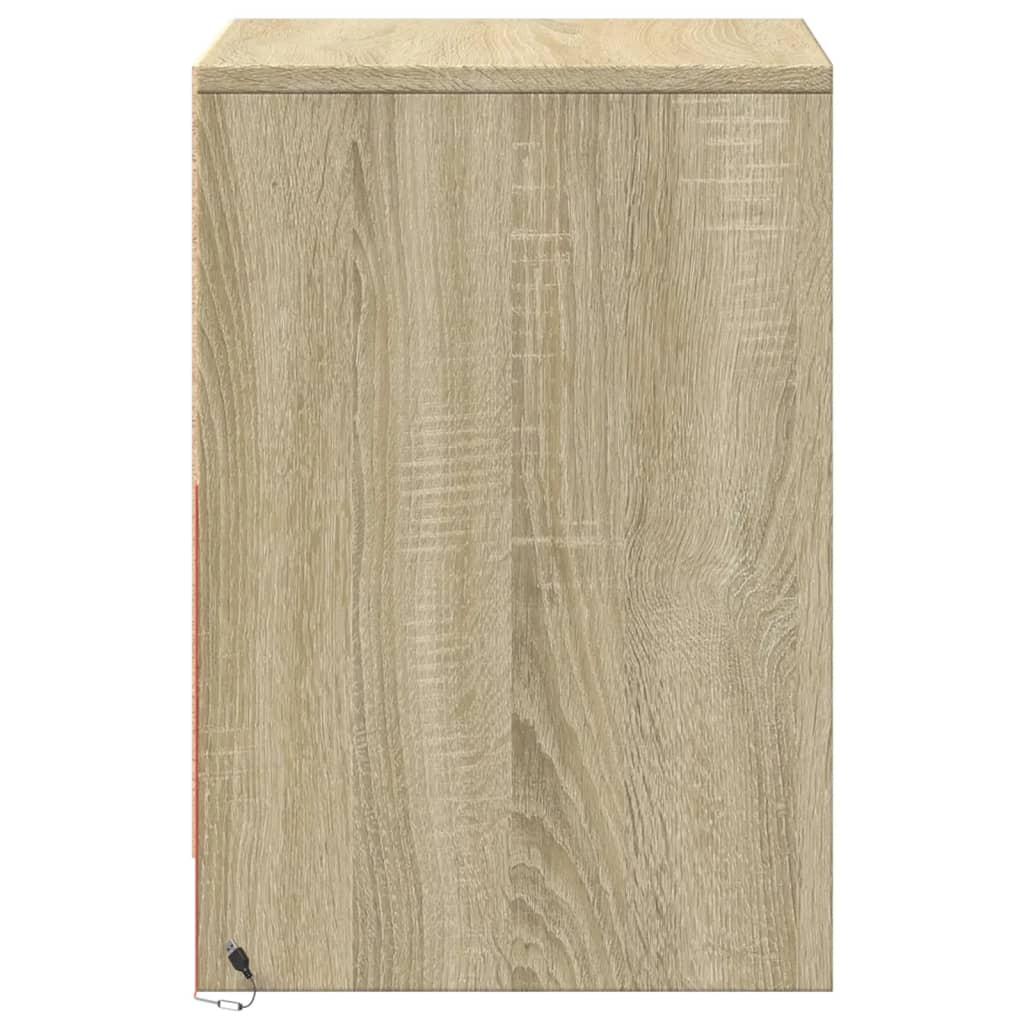 vidaXL Bedside Cabinets with LED Lights 2 pcs Sonoma Oak