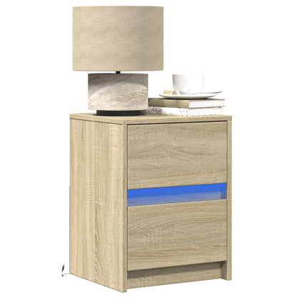 vidaXL Bedside Cabinets with LED Lights 2 pcs Sonoma Oak