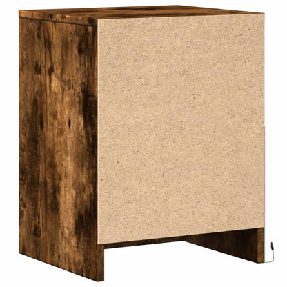 vidaXL Bedside Cabinets with LED Lights 2 pcs Smoked Oak