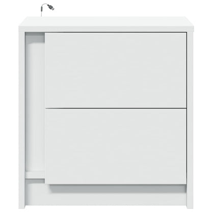 vidaXL Bedside Cabinet with LED Lights White Engineered Wood