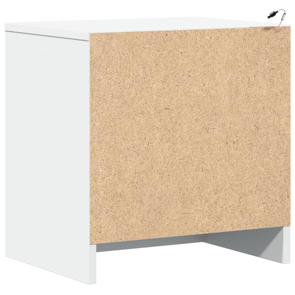 vidaXL Bedside Cabinet with LED Lights White Engineered Wood