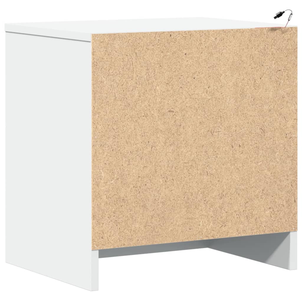 vidaXL Bedside Cabinets with LED Lights 2 pcs White Engineered Wood