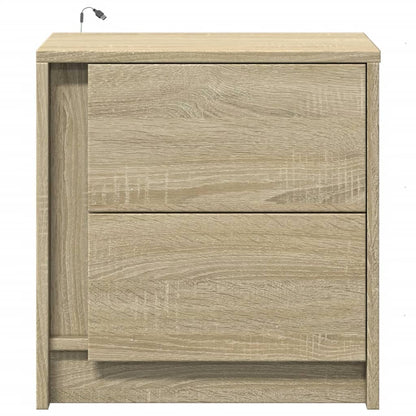 vidaXL Bedside Cabinets with LED Lights 2 pcs Sonoma Oak Engineered Wood