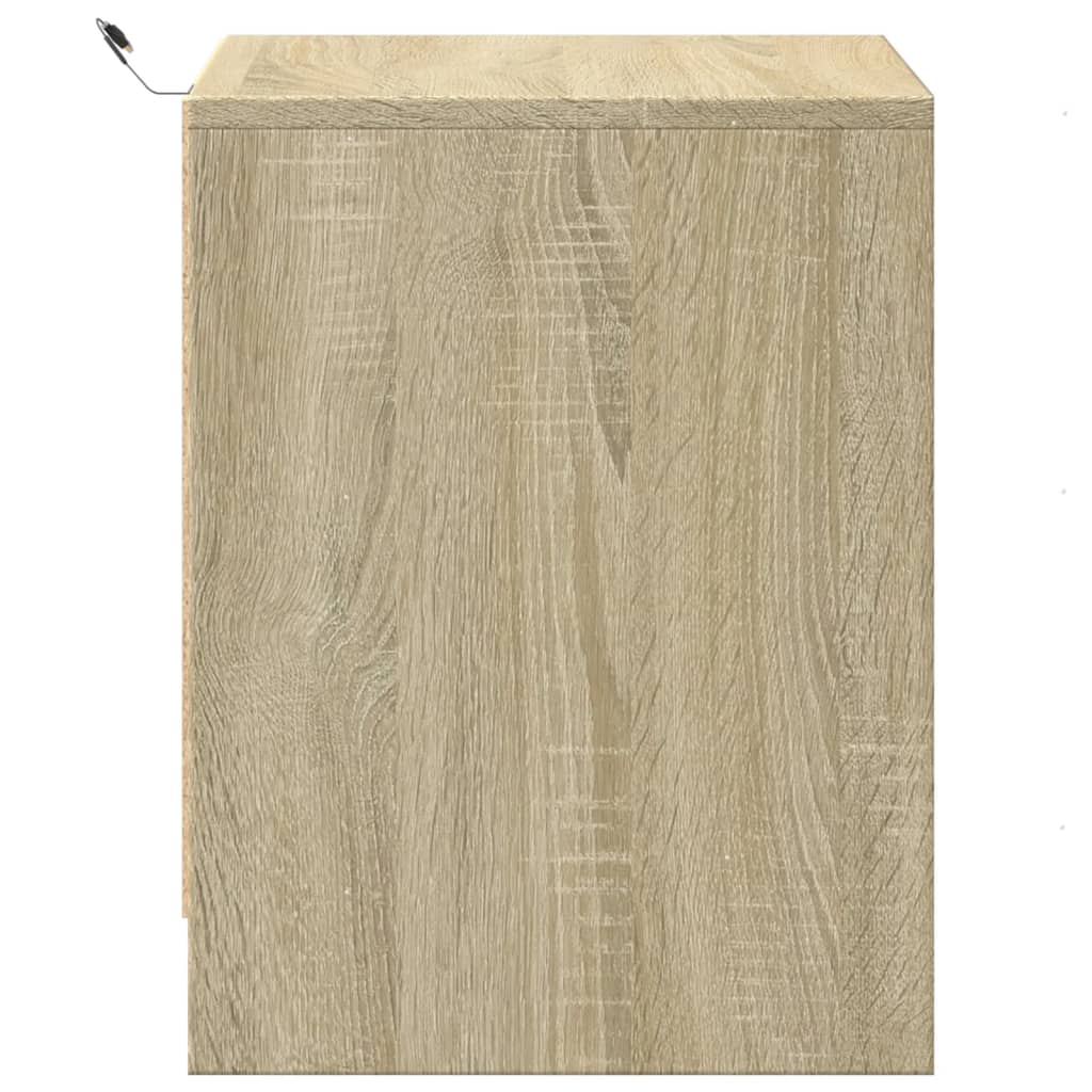 vidaXL Bedside Cabinets with LED Lights 2 pcs Sonoma Oak Engineered Wood