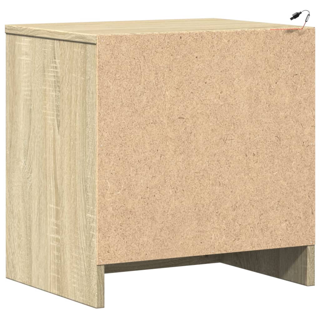 vidaXL Bedside Cabinets with LED Lights 2 pcs Sonoma Oak Engineered Wood