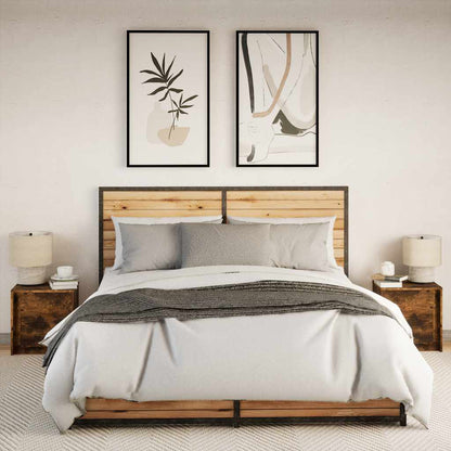 vidaXL Bedside Cabinets with LED Lights 2 pcs Smoked Oak Engineered Wood